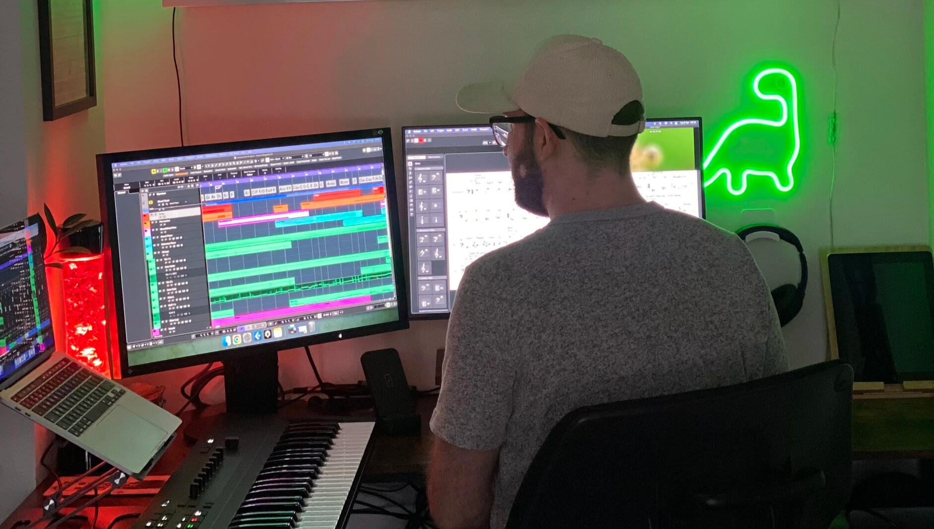 Jon Studio 02 Jon facing away from camera working on a computer